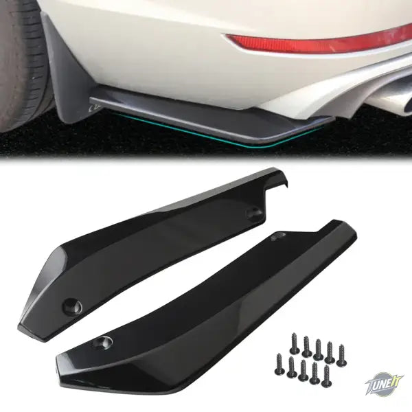 2Pcs Universal Anti-Scratch Car Rear Bumper Lip Spoiler Wrap Diffuser Splitter Canard Black