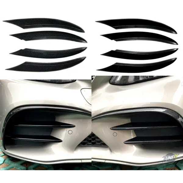 4Pcs Car Front Bumper Fog Light Decor Cover Trim For Mercedes Benz AMG W205 C-Class C200 2019 2020 2021 Carbon/Gloss