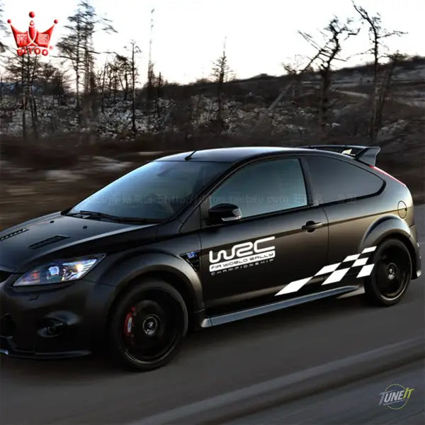 Autocollant en vinyle noir brillant style WRC pour voitures populaires - White