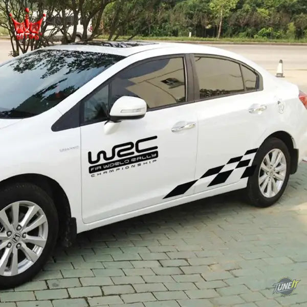 Autocollant en vinyle noir brillant style WRC pour voitures populaires - Black