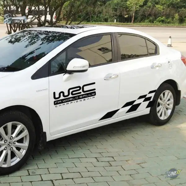 Autocollant en vinyle noir brillant style WRC pour voitures populaires
