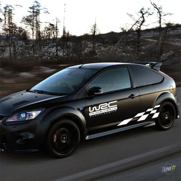 Autocollant en vinyle noir brillant style WRC pour voitures populaires