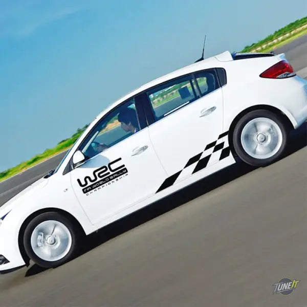 Autocollant en vinyle noir brillant style WRC pour voitures populaires