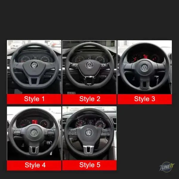 Autocollants de volant noir ou style carbone pour Volkswagen Golf / Bora / Scirocco / Passat (modèles compatibles)