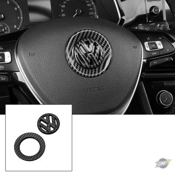 Autocollants de volant noir ou style carbone pour Volkswagen Golf / Bora / Scirocco / Passat (modèles compatibles)