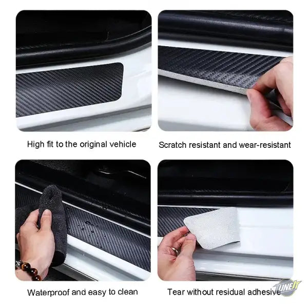 4pcs Carbon Fiber Car Sticker Auto Door Threshold Waterproof For Renault Megane 2 3 4 Twingo Clio Talisman Captur Kwid