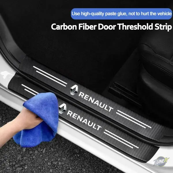 4pcs Carbon Fiber Car Sticker Auto Door Threshold Waterproof For Renault Megane 2 3 4 Twingo Clio Talisman Captur Kwid