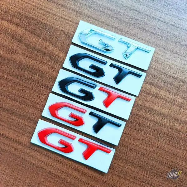 Badge de coffre métal 3D logo GT noir chromé style sport pour Peugeot