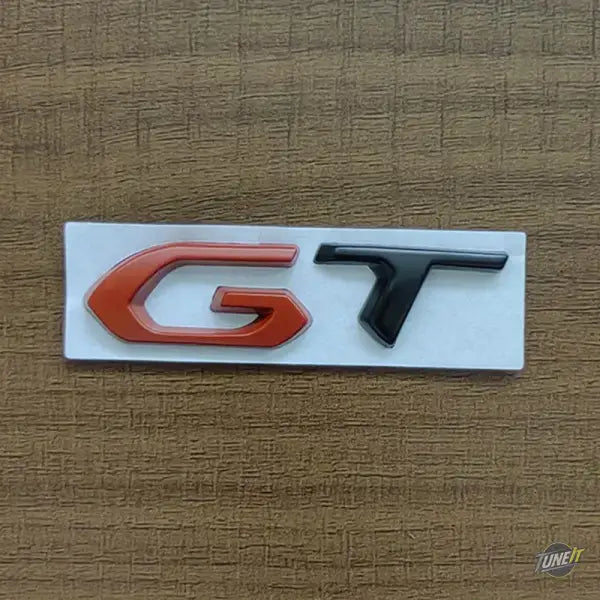 Badge de coffre métal 3D logo GT noir chromé style sport pour Peugeot - Red Black
