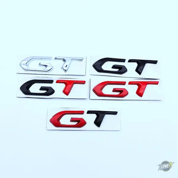 Badge de coffre métal 3D logo GT noir chromé style sport pour Peugeot