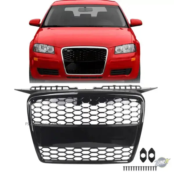Calandre centrale noir brillant pour Audi A3 8P (2004-2008) – pare-chocs standard - Noir brillant