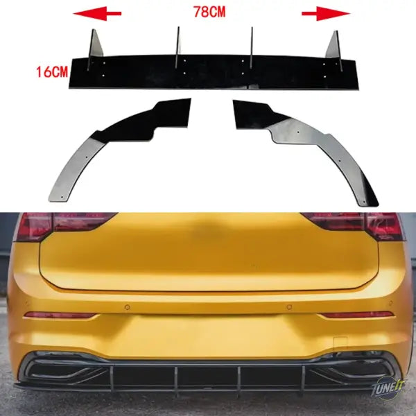 Diffuseur de pare-chocs arrière noir brillant Volkswagen Golf 8 MK8 - Glossy black