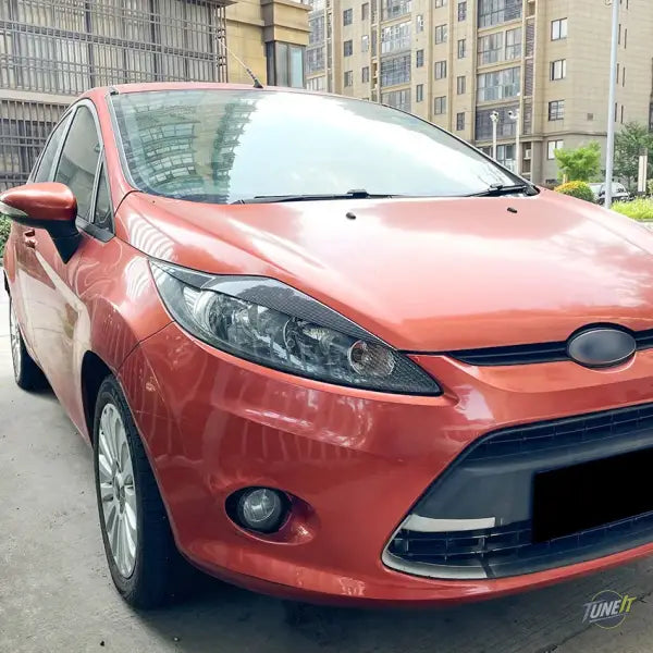Éléments de phare avant pour Ford Fiesta MK6 2008-2012 look carbone noir brillant