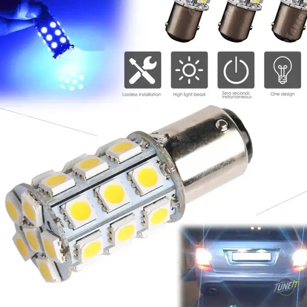 For Car Boats Replacement White 27-SMD BA15D Cabin Marine Boat LED Interior Lights Bulbs 1004 1076 1142 Universal - Blue