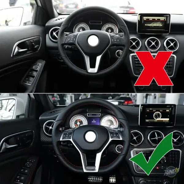 Garniture de cadre de volant noir brillant pour Mercedes-Benz GLA CLA W204 W212