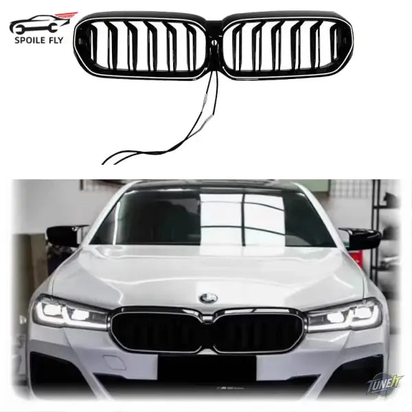 Grille avant LED BMW Série 5 G30 G31 G38 LCI 2021-2023 style racing noir brillant - Gloss Black