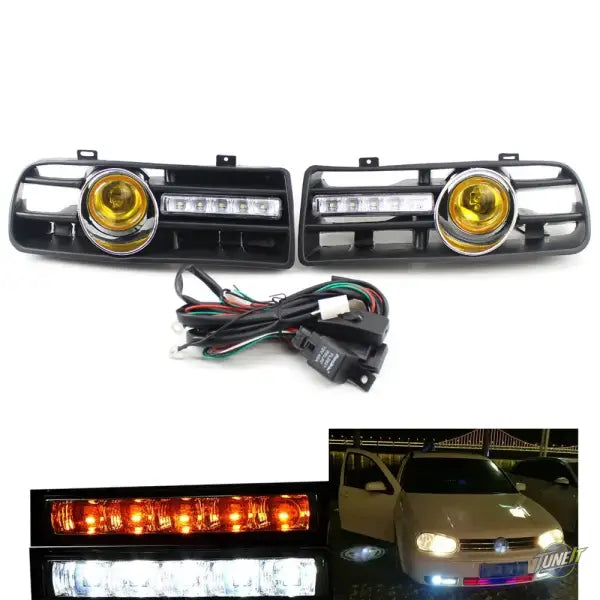 Grilles antibrouillard LED avec DRL pour VW Golf 4 MK4 (1997-2006) - Lumière blanche LED