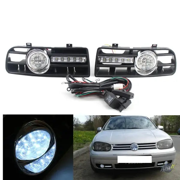 Grilles antibrouillard LED avec DRL pour VW Golf 4 MK4 (1997-2006) - Lumière bleue LED