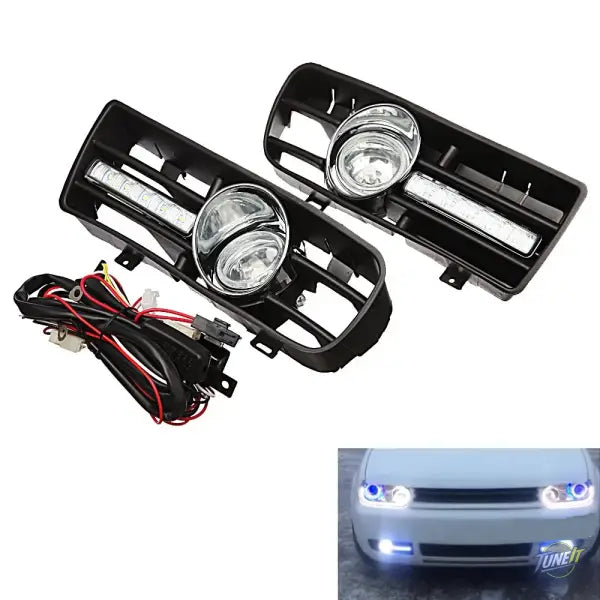 Grilles antibrouillard LED avec DRL pour VW Golf 4 MK4 (1997-2006) - Lumière jaune LED