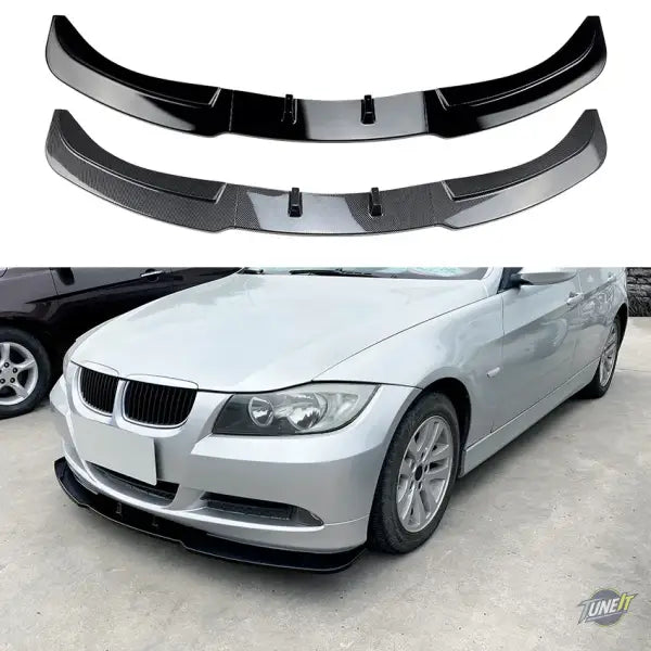 Lèvre de pare-chocs avant noir brillant / style carbone pour BMW Série 3 E90 / E91 pré-LCI (2005-2008)