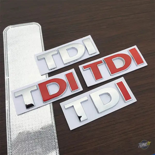 Logo métal 3D TDI rouge chromé pour Audi VW touche personnalisée