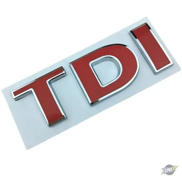 Logo métal 3D TDI rouge chromé pour Audi VW touche personnalisée - TDI Red