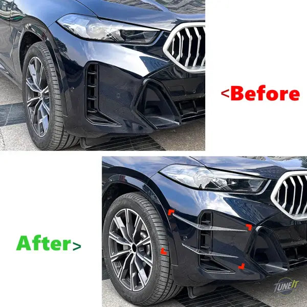 Pare-chocs avant BMW X6 G06 Noir Brillant Style Carbone Pièces Compatibles