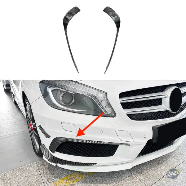 Pare-chocs avant brillant Mercedes Benz Classe A W176 Noir Brillant - Carbon look 1