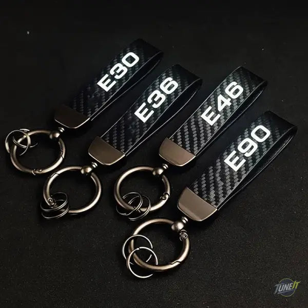 Porte-clés en cuir de carbone noir BMW pour E30 E46 E60 E87 E90 E39