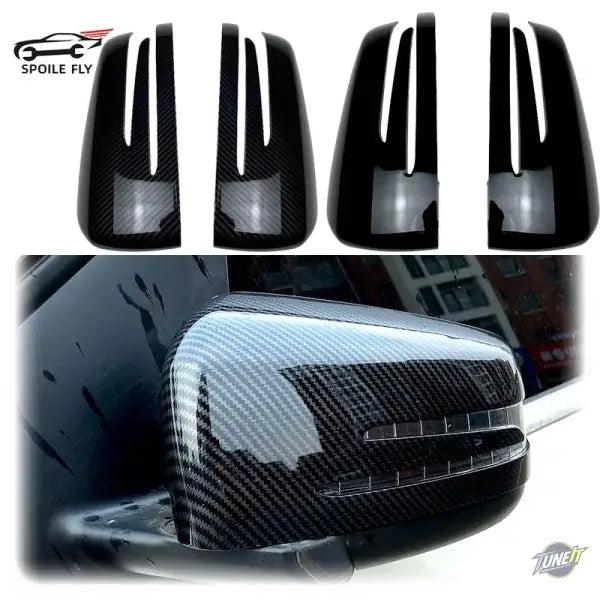Rétroviseur couverture trim carbon noir brillant Mercedes A B C E S CLA GLA GLK CLS W176 W204 W117 X156 X204