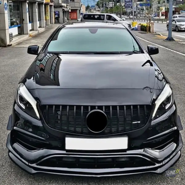 Séparateur de lèvre de pare-chocs avant noir brillant pour Mercedes Benz Classe A W176 A200 A45 AMG