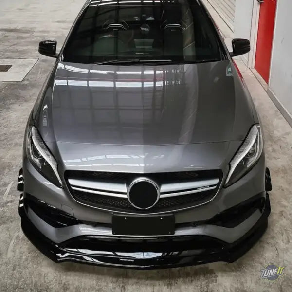 Séparateur de lèvre de pare-chocs avant noir brillant pour Mercedes Benz Classe A W176 A200 A45 AMG