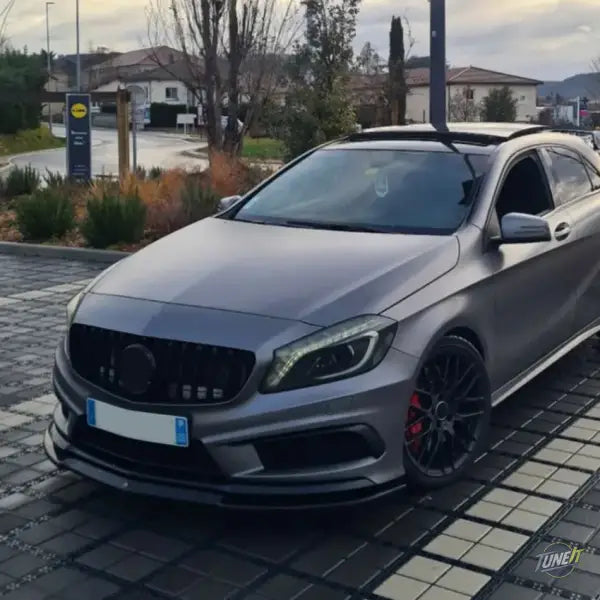 Séparateur de lèvre de pare-chocs avant noir brillant pour Mercedes Benz Classe A W176 A200 A45 AMG